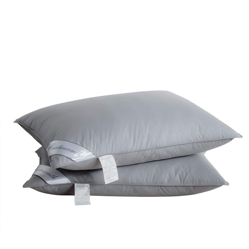 Eastwarmth Goose Down Feather Bed Pillows for Sleeping,Medium Firm,Soft Support Grey Color Standard Size One Pillow - Image 2